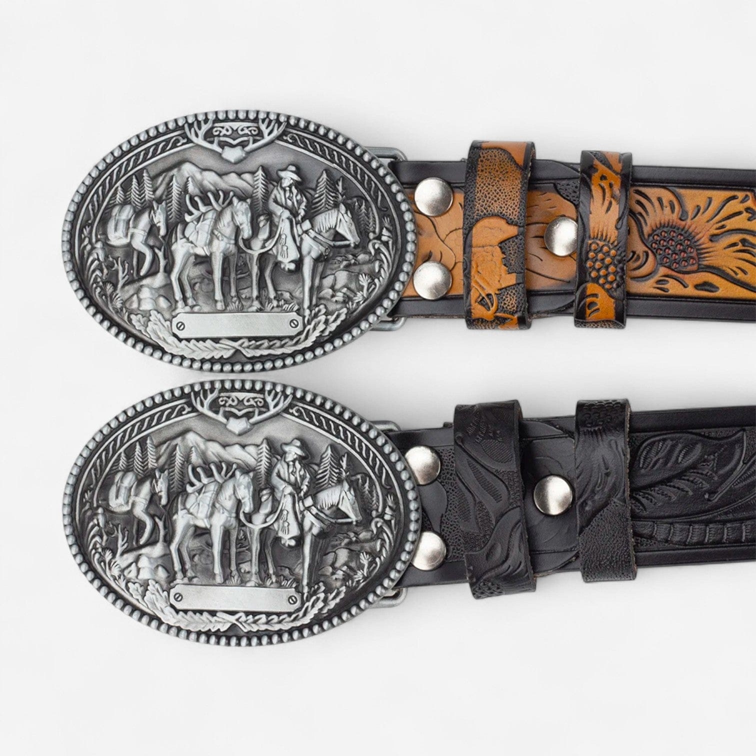 Ceinture western homme avec boucle cowboy et embossage