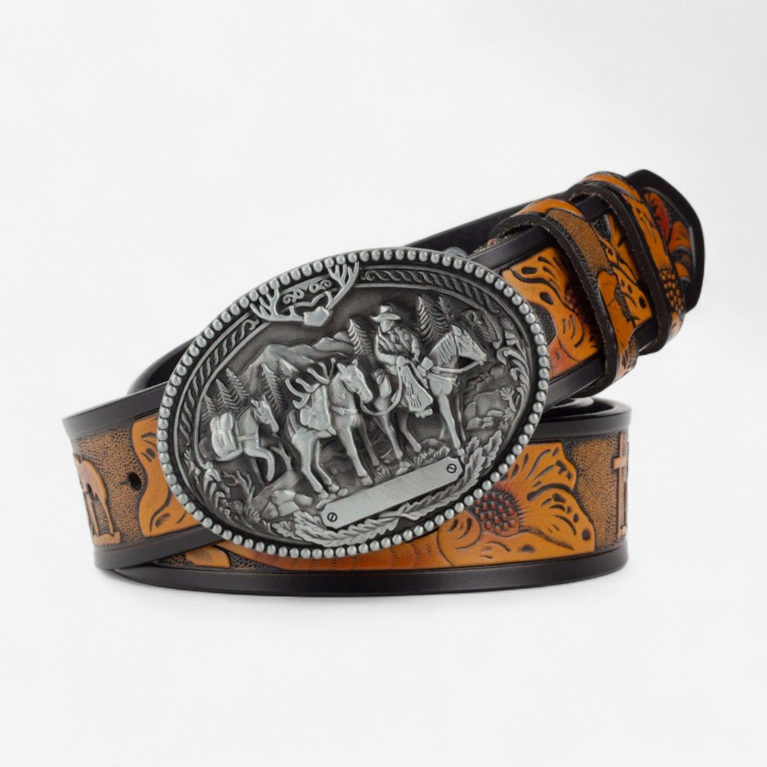 Ceinture western homme avec boucle cowboy et embossage
