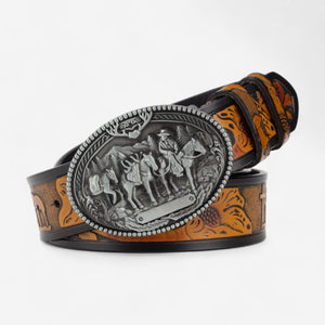 Ceinture western homme avec boucle cowboy et embossage