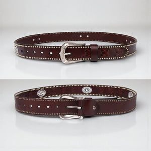 Ceinture western homme avec motifs embossés et cuir clouté