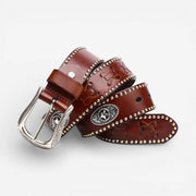 Ceinture western homme avec motifs embossés et cuir clouté