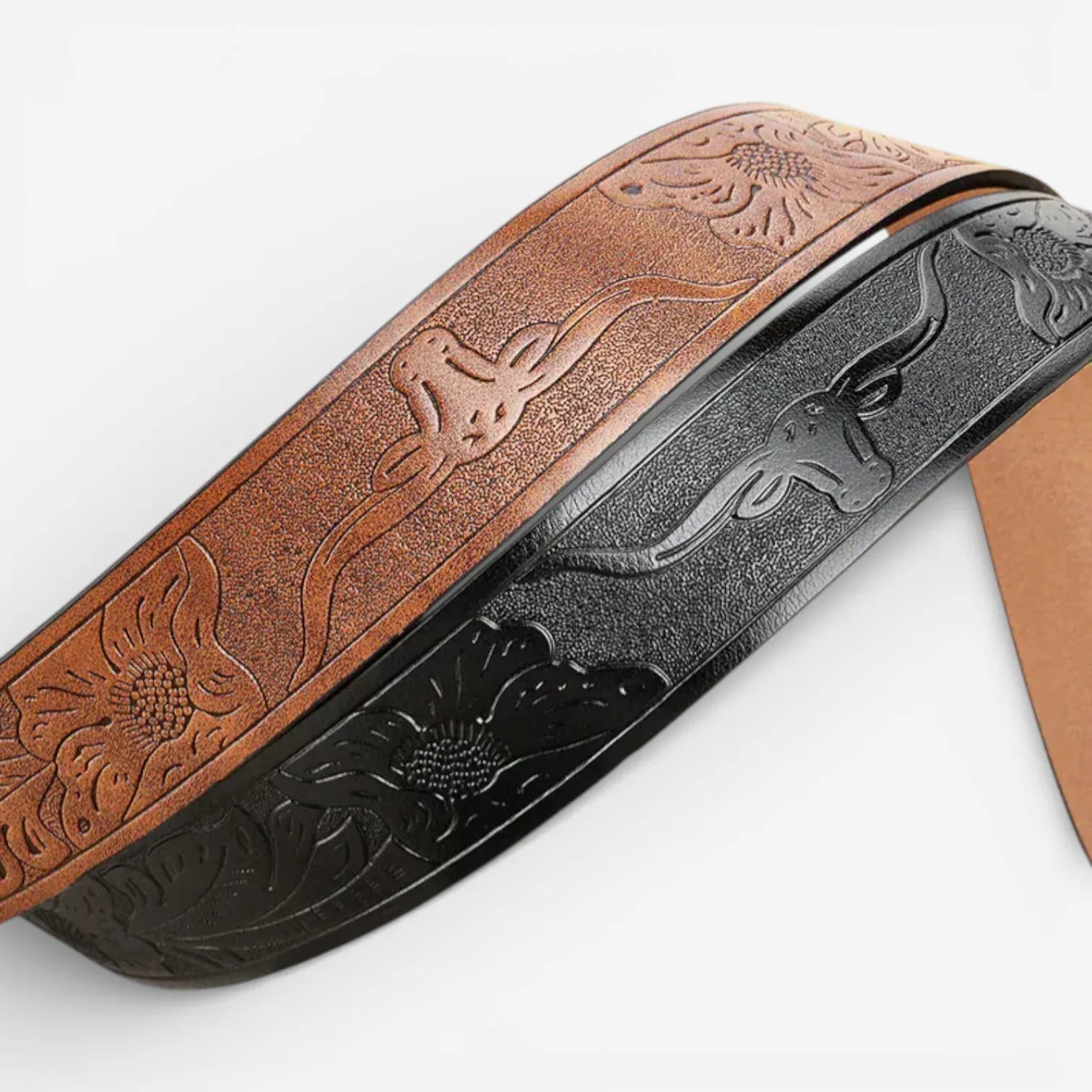 Ceinture western simili-cuir lanière embossée