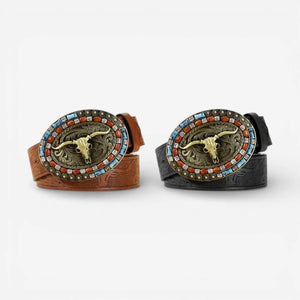 Ceinture western simili-cuir lanière embossée