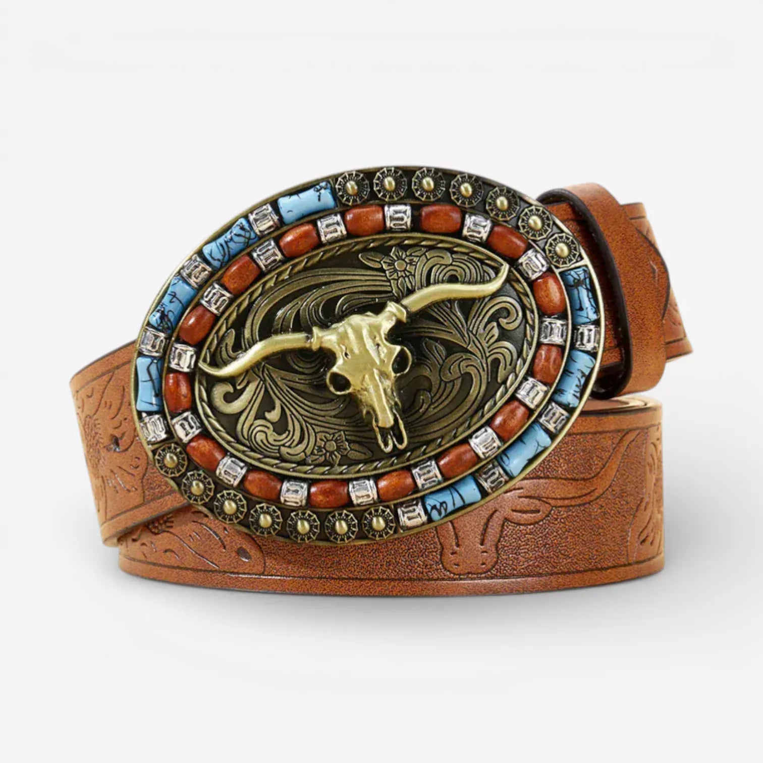 Ceinture western simili-cuir lanière embossée