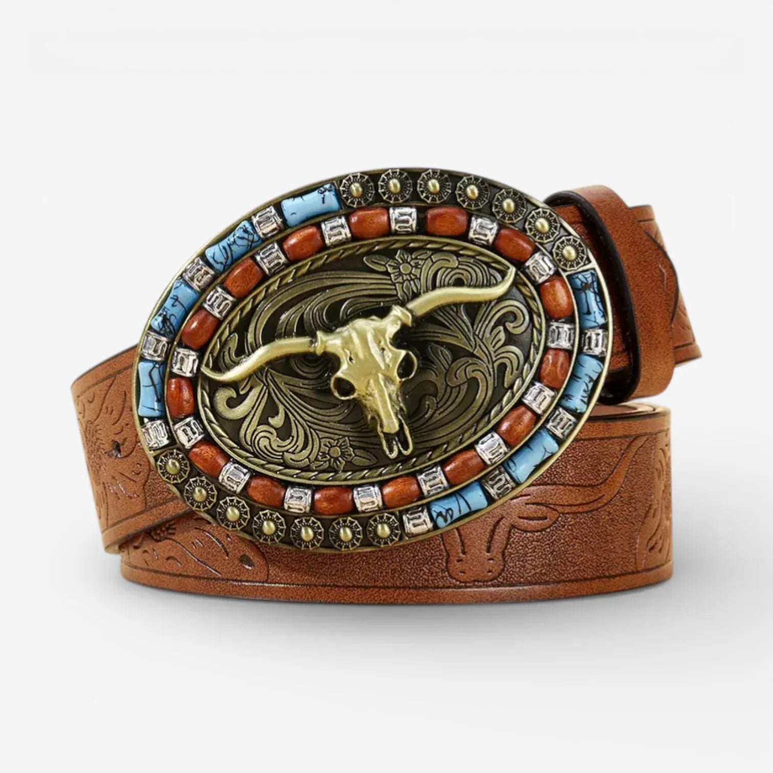 Ceinture western simili-cuir lanière embossée