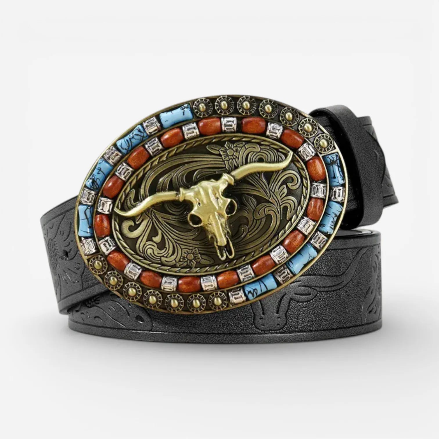 Ceinture western simili-cuir lanière embossée