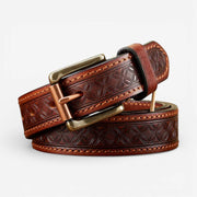 Ceinture western homme avec motif floral en cuir