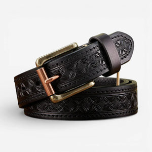 Ceinture western homme avec motif floral en cuir