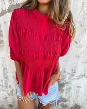 Blouse mode décontractée manches courtes uni