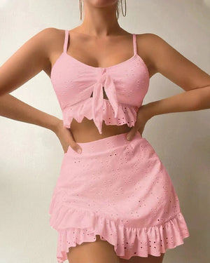 Ensemble bikini trois pièces avec robe - Blanc