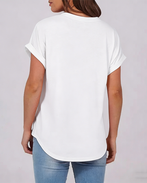 T-shirt uni col V manches courtes - Noir