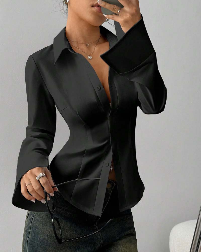 Chemise élégante slim-fit pour femme - Bleu marine