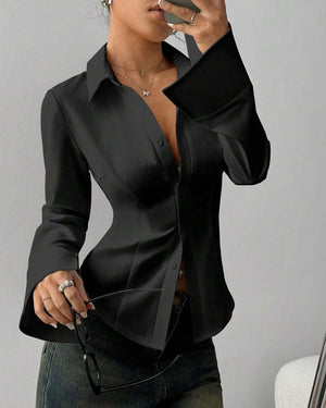 Chemise élégante slim-fit pour femme - Bleu marine