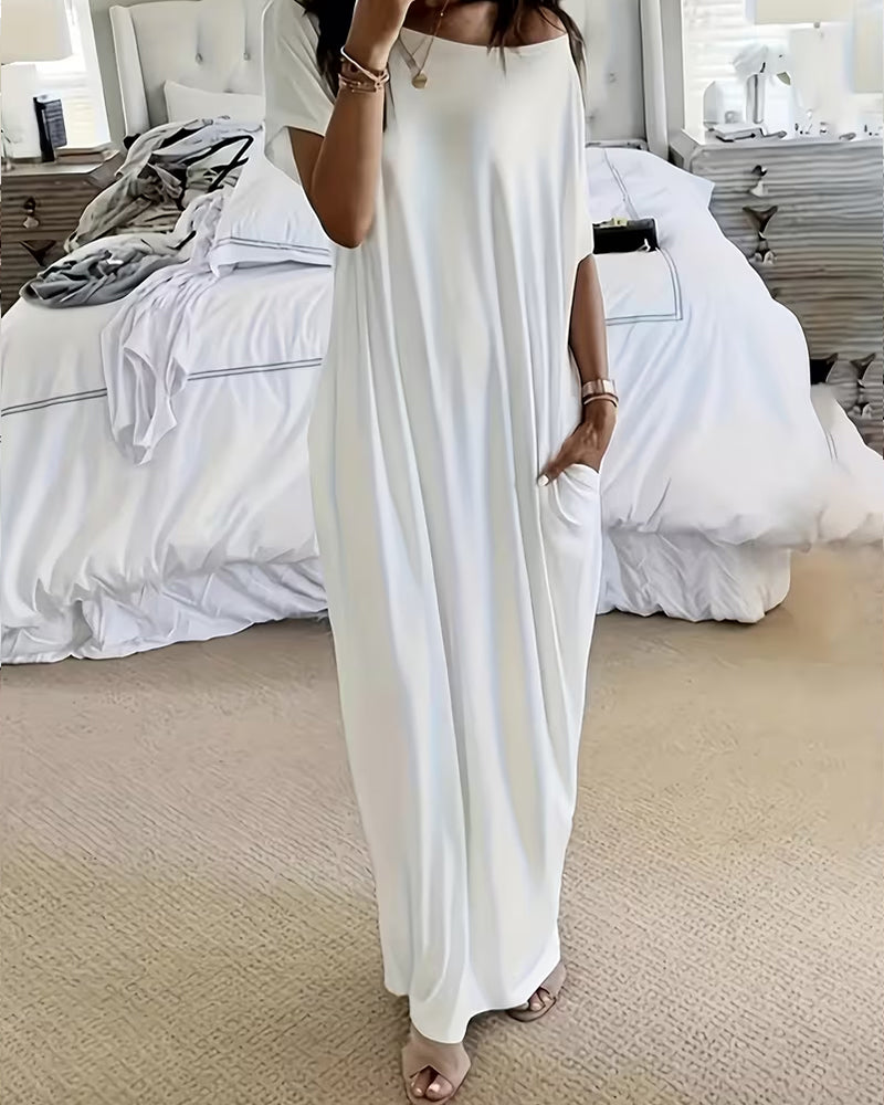 Robe unie longue décontractée - Blanc