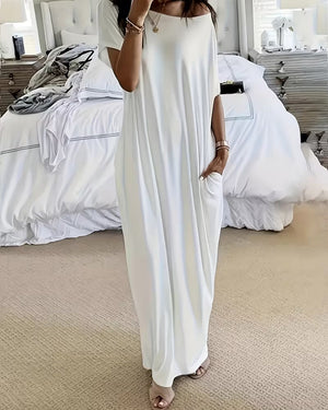 Robe unie longue décontractée - Blanc