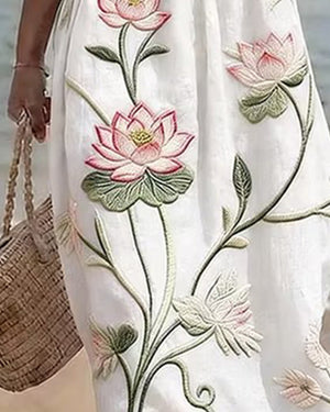 Robe florale col rond - Blanc