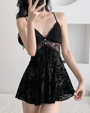 Robe de nuit sexy bretelle coussinets poitrine