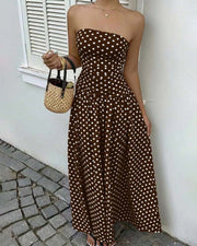 Robe longue bandeau à pois ligne A
