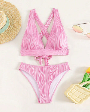 Bikini uni décolleté V plongeant - Noir