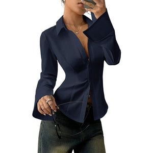 Chemise élégante slim-fit pour femme - Bleu marine
