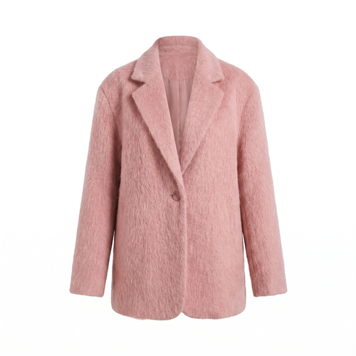 Blazer femme chaud à col rabattu - Rose