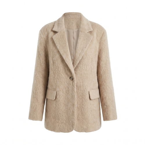 Blazer femme chaud à col rabattu - Beige