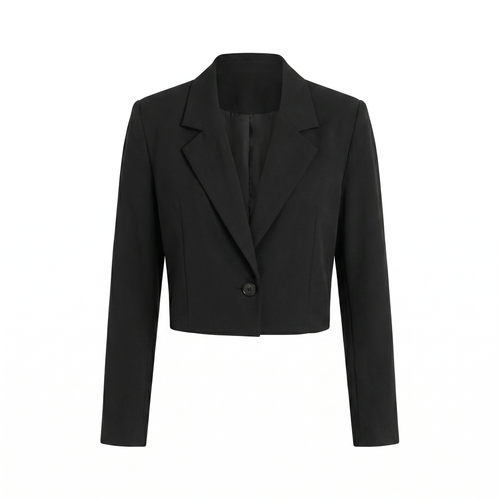 Blazer femme court à bouton - Noir