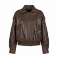 Veste femme oversize en simili cuir à boutons - Marron