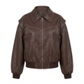 Kurze Moto Jacke aus Kunstleder - braun