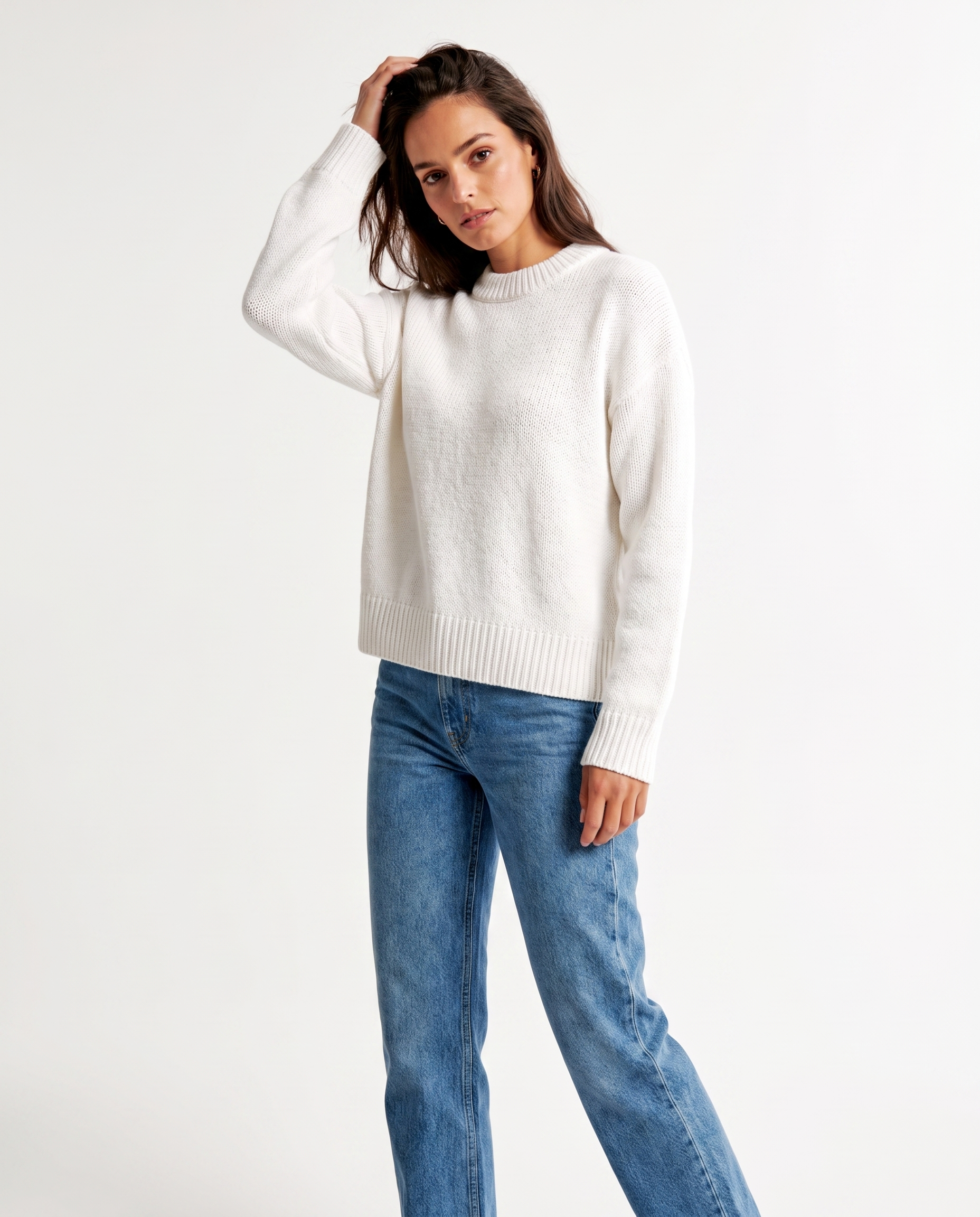 Pull en maille ample - porté