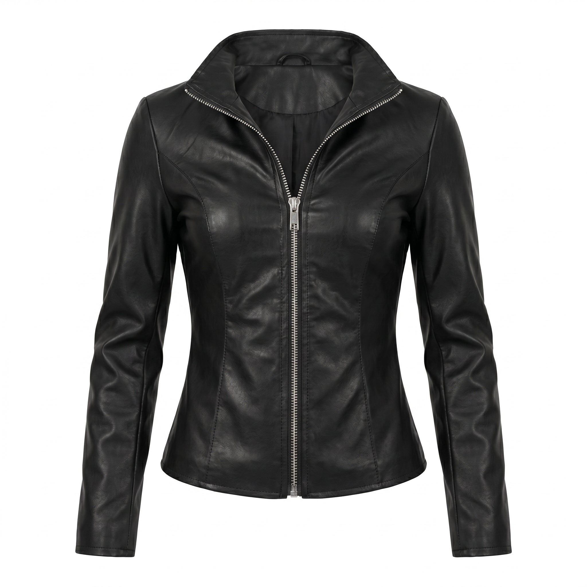 Kurze Y2K Jacke aus Kunstleder schwarz - packshot