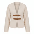 Gilet maille col V beige - packshot