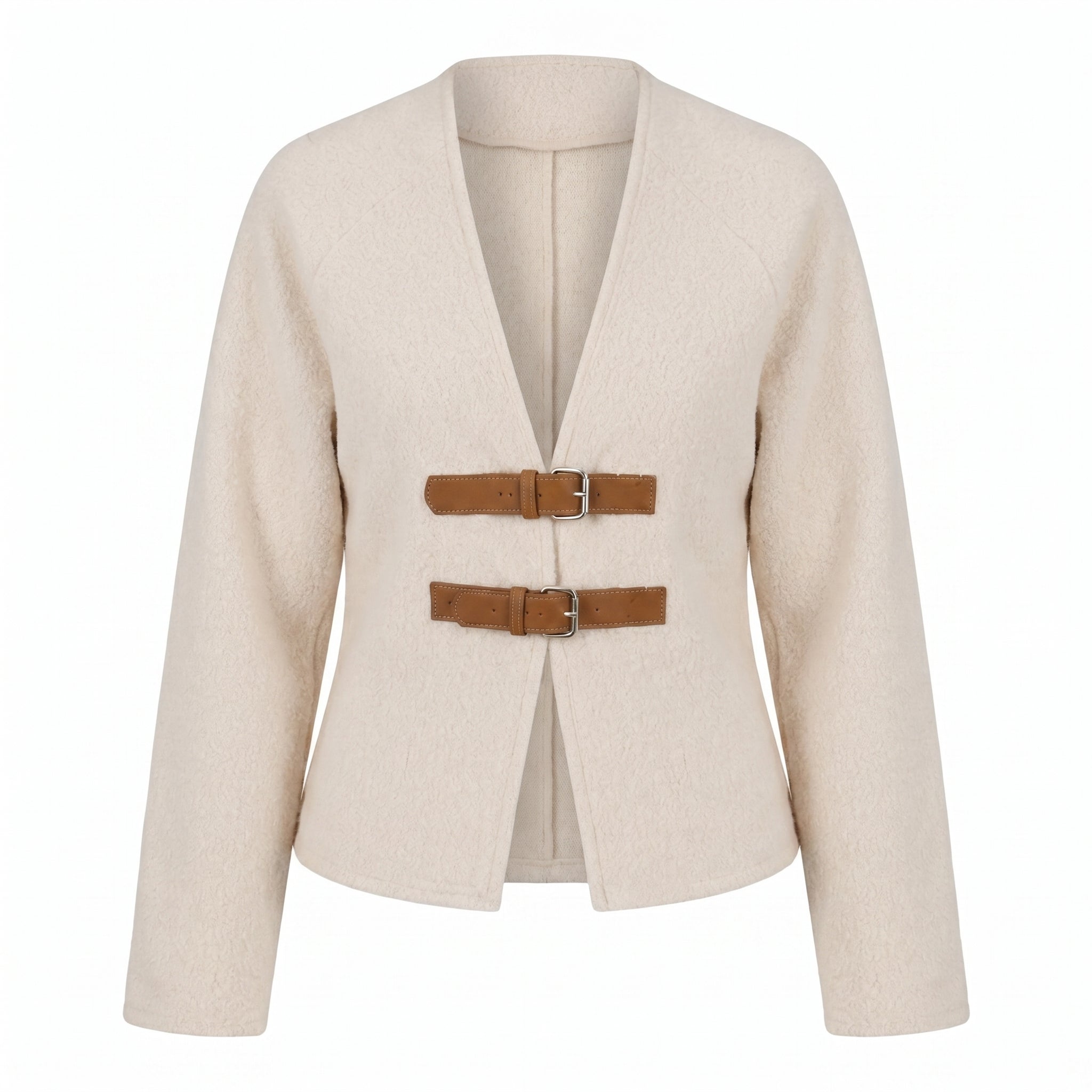 Gilet maille col V beige - packshot