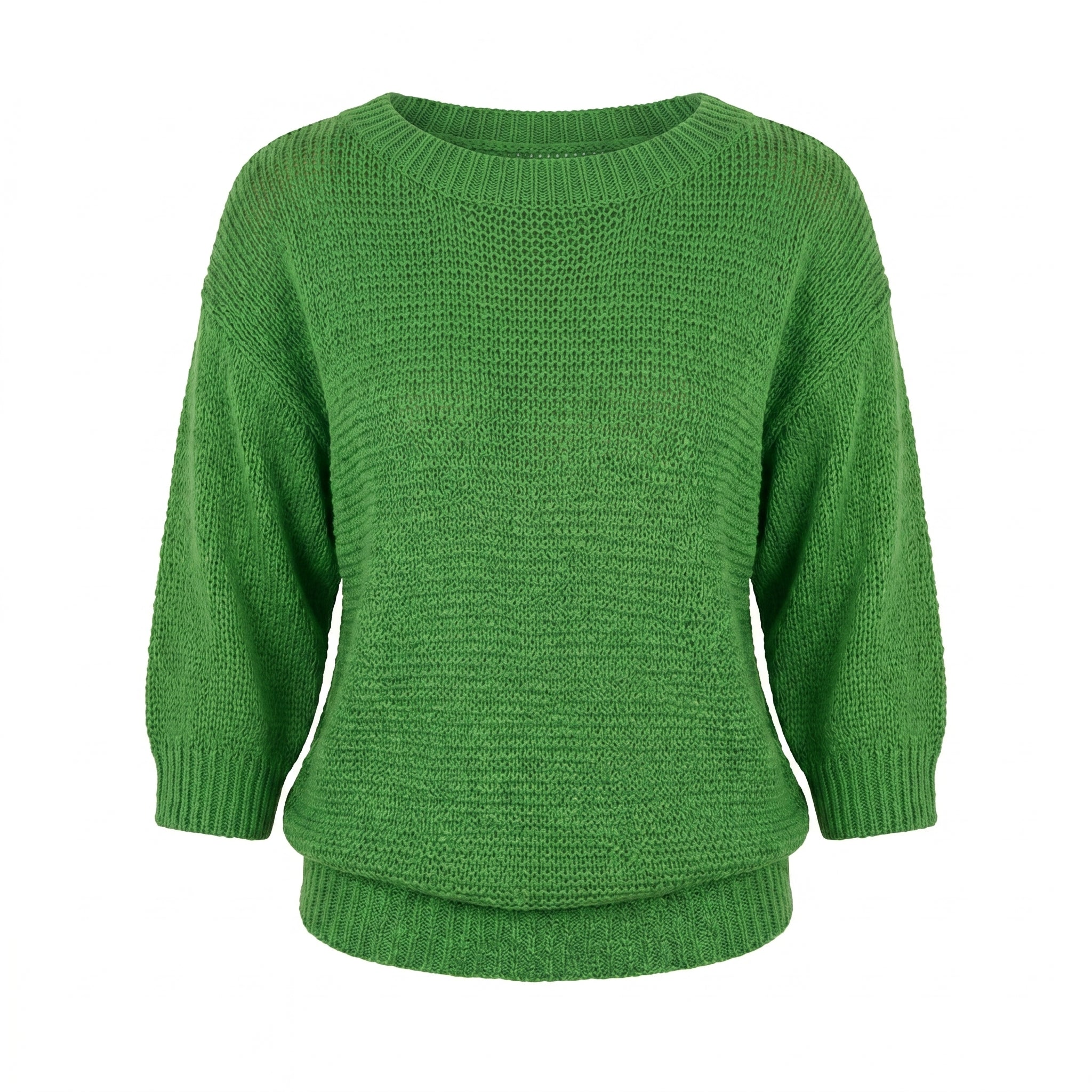 Pull maille col rond vert - packshot