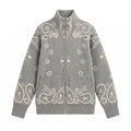 Gilet maille zippe motif gris clair - packshot