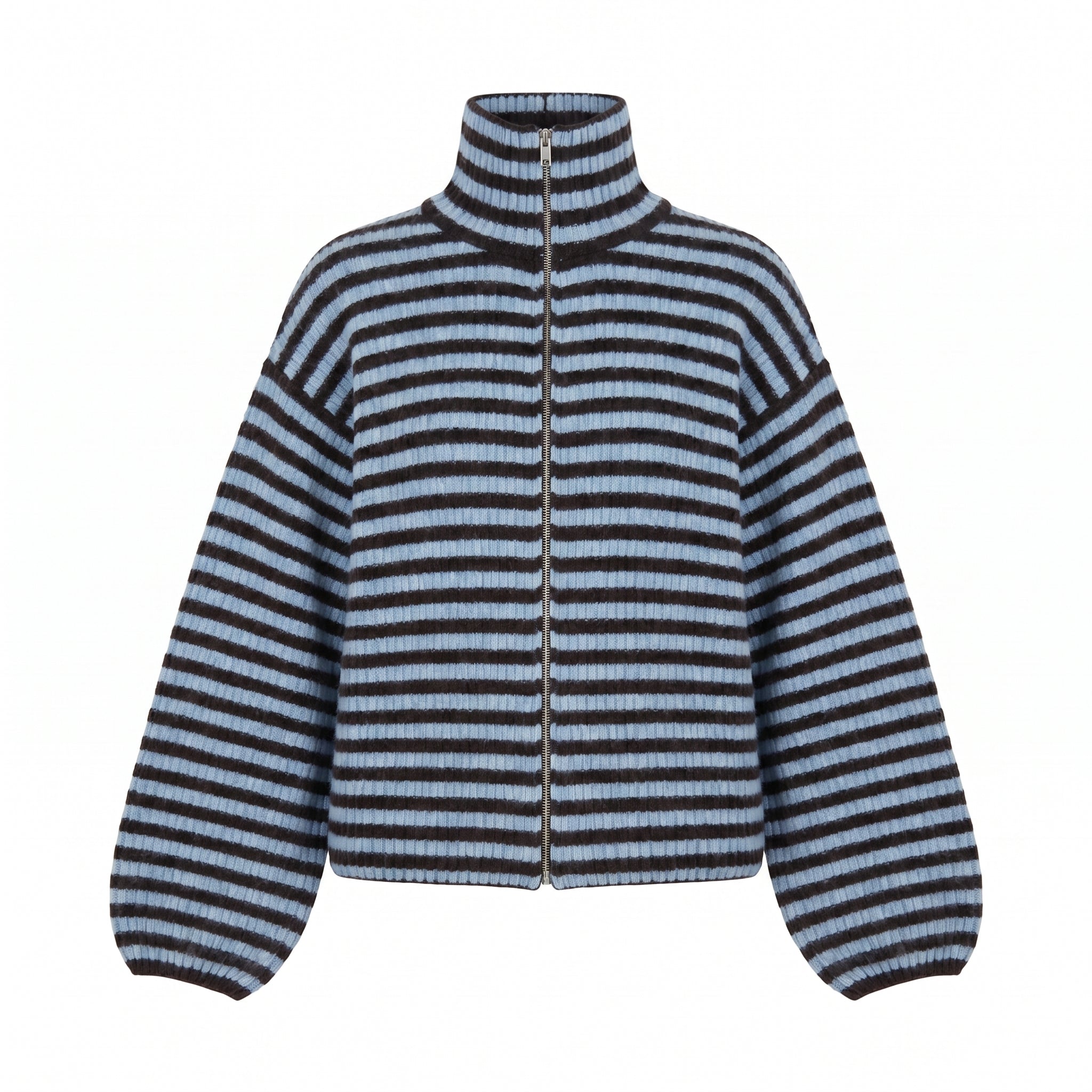 Gilet rayé zippé bleu - packshot