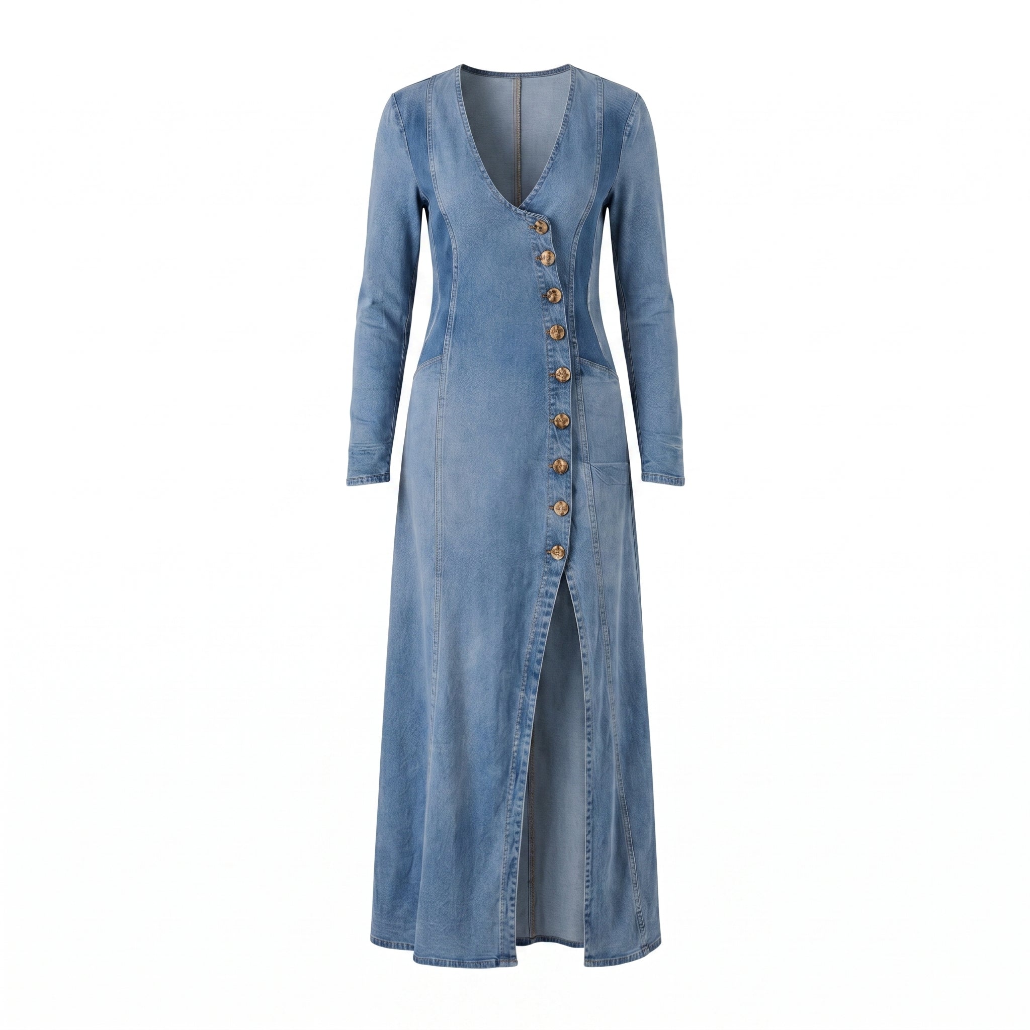 Robe longue jean bleu - packshot