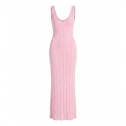 Robe longue en maille à dos ouvert