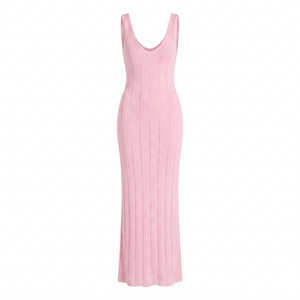 Robe maille dos nu rose - packshot