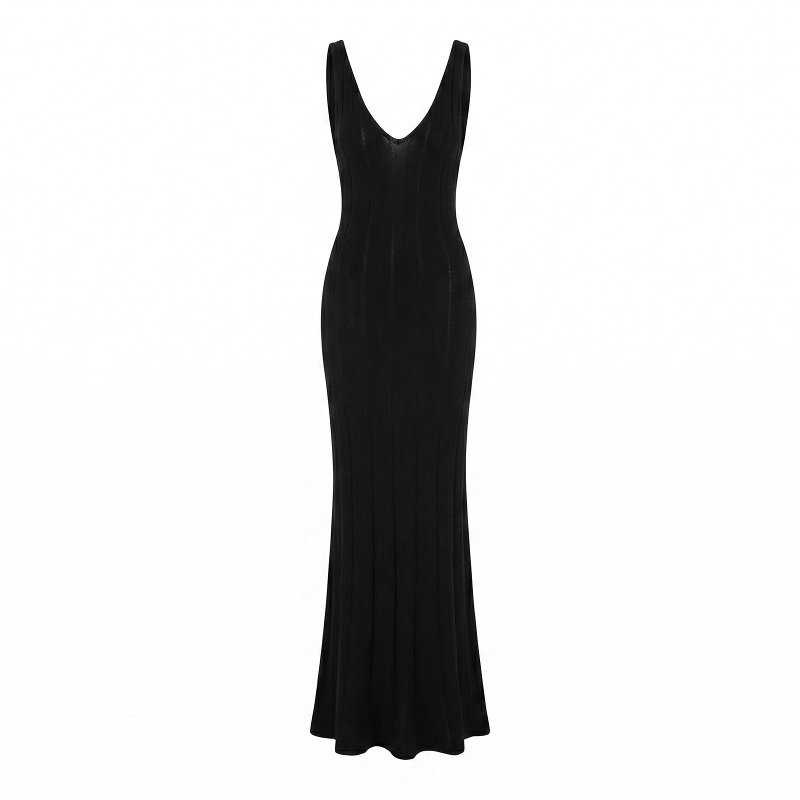 Robe maille dos nu noir - packshot