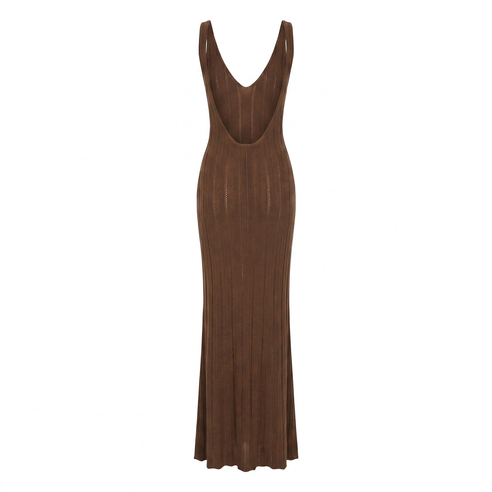 Robe maille dos nu marron - packshot