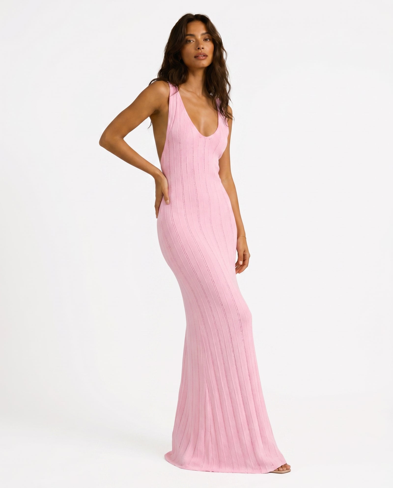 Robe maille dos nu - porté