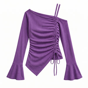 Top épaules dénudées violet - packshot