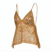 Top à dos ouvert à paillettes pour femme