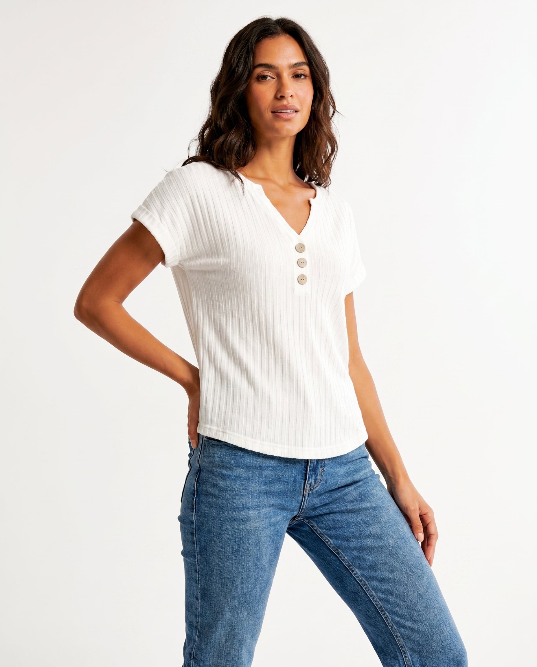 T-shirt côtelé - porté