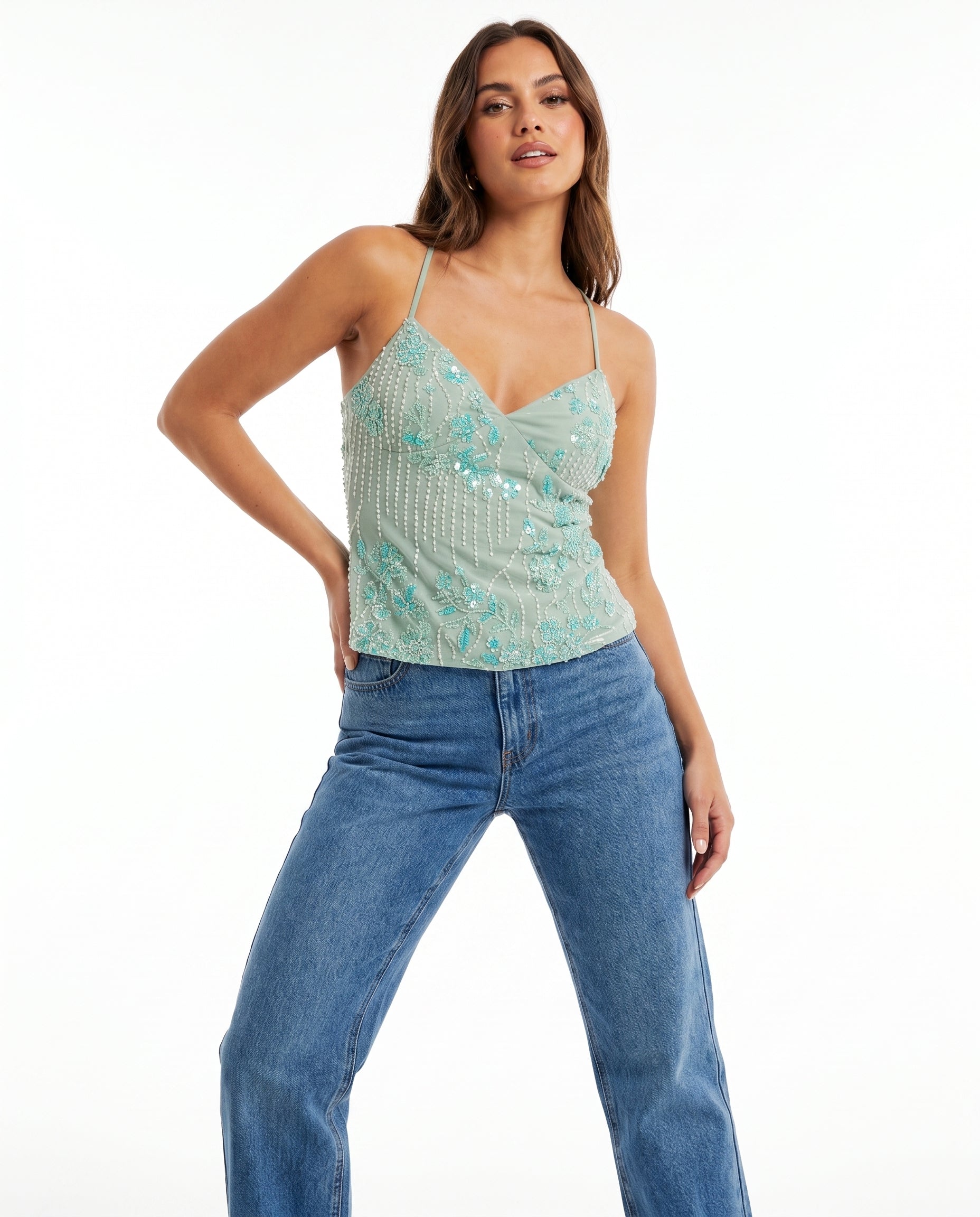 Top sequins Y2K - porté