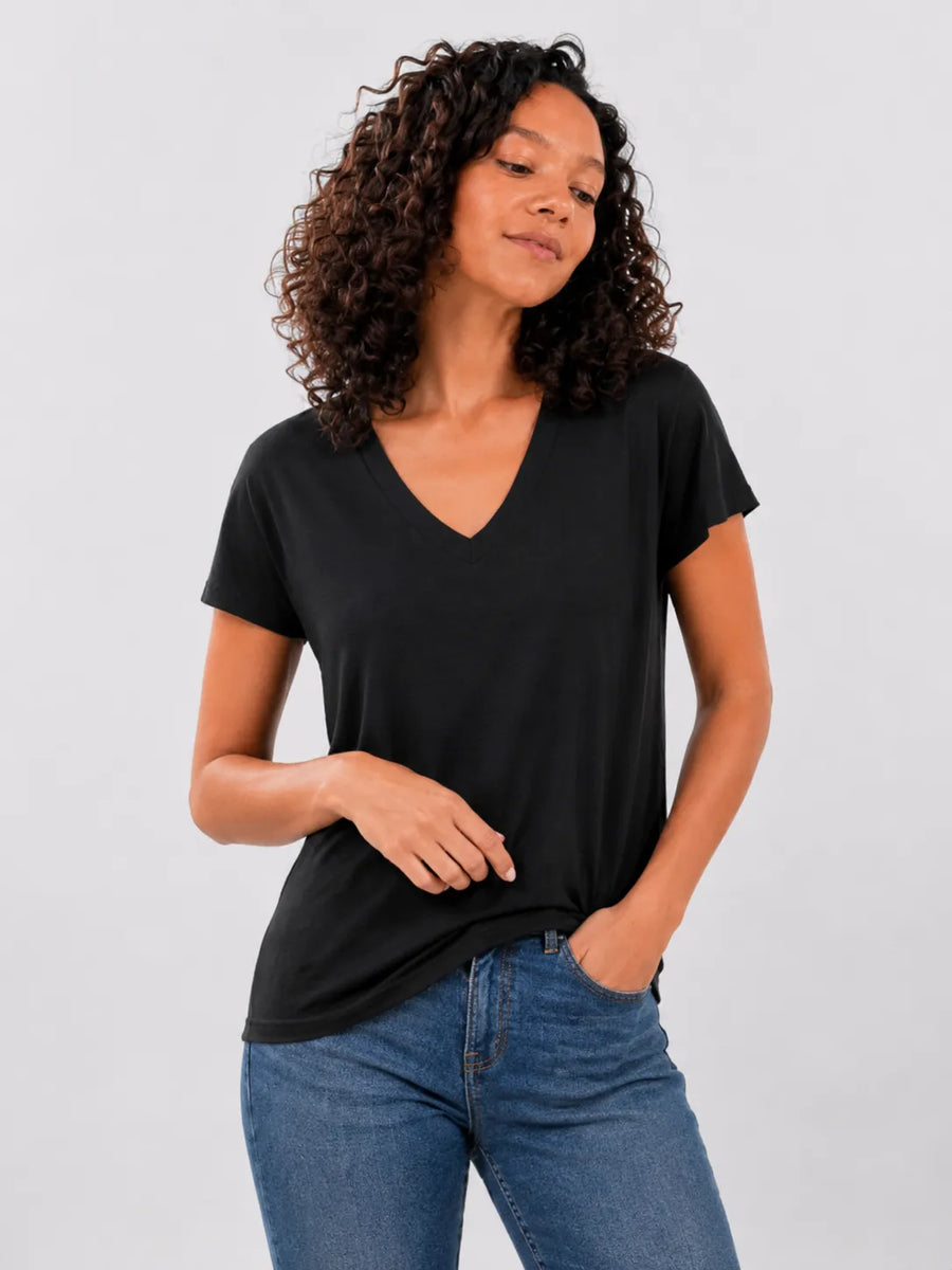 T-shirt pullover col V uni