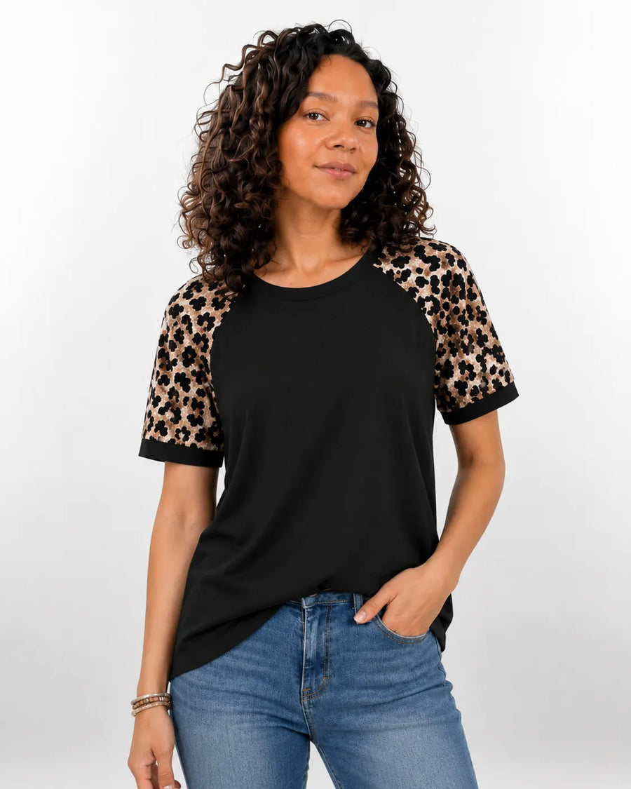 T-shirt color-block col rond manches raglan