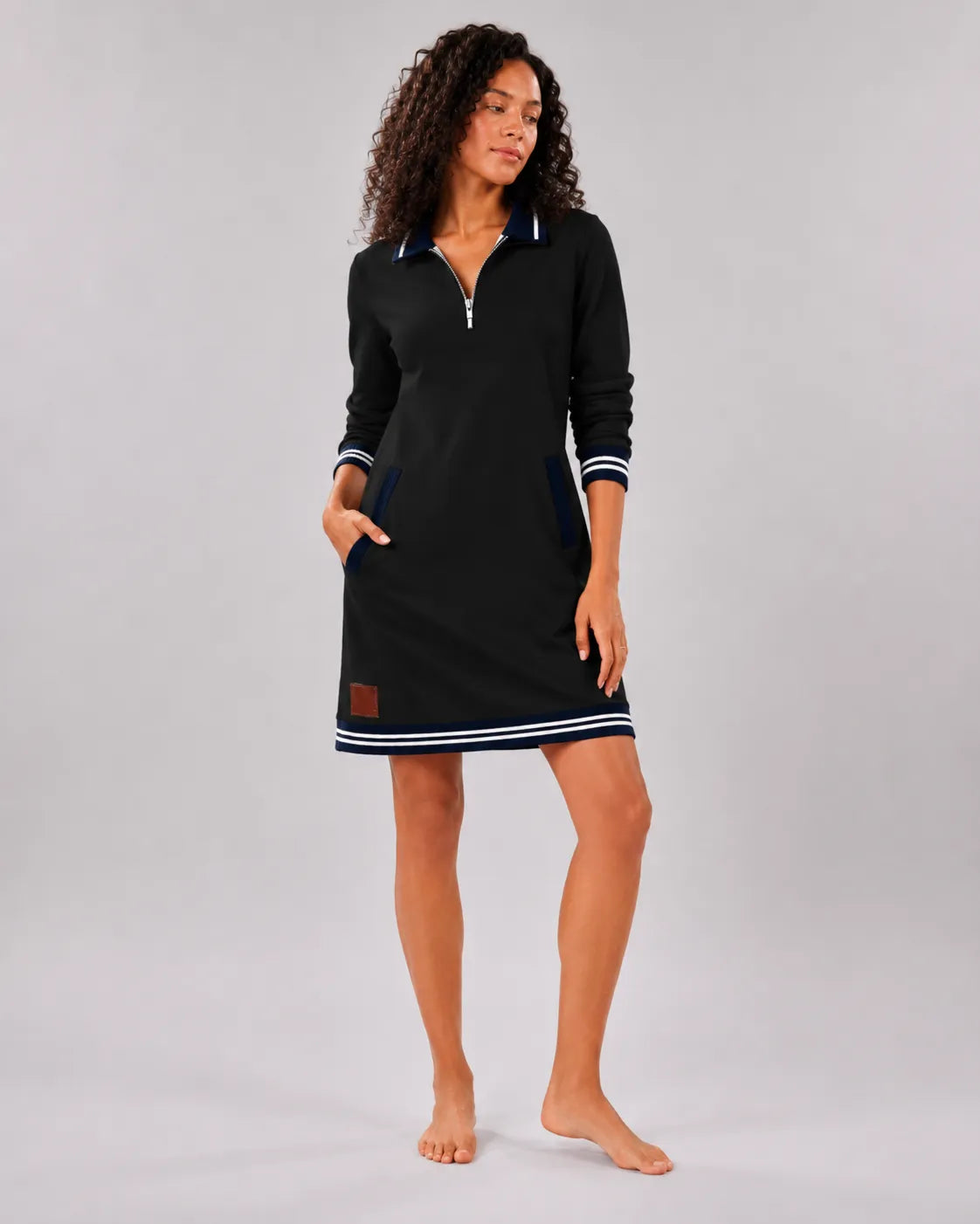 Robe à manches longues zippée à revers