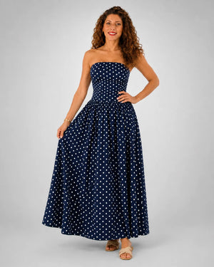 Robe longue bandeau à pois ligne A